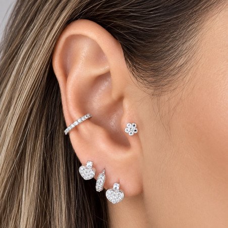 Piercing de Orelha Florzinha em Prata com Zircônia - 6ORE930
