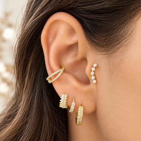 Piercing Labret Cluster em Titânio - Linha Luxo - 5 Zircônias - 6ORE937