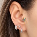 Piercing Labret em Titânio - Linha Luxo - Flor Colorida com Caule - 6ORE938