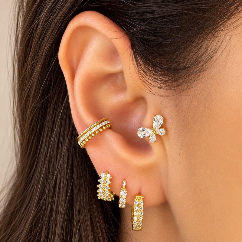 Piercing Labret Borboleta Luxuosa em Titânio - 6ORE939