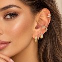 Piercing  Conch ou Hélix Argolinha Clicker Luxuosa Cravejada - 100% em Titânio - 6ORE940