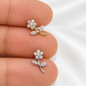 Piercing de Orelha - Flor com Caule com Zircônias - 6ORE944