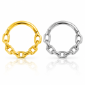 Piercing para Daith ou Septo - Argolinha Clicker com Correntes - Aço Cirúrgico - 6ORE948