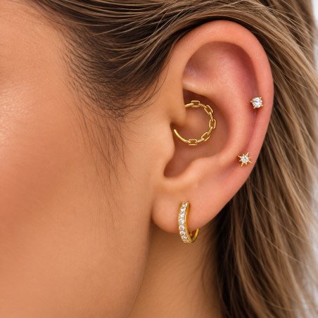 Piercing para Daith ou Septo - Argolinha Clicker com Correntes - Aço Cirúrgico - 6ORE948