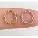 Piercing para Daith ou Septo - Argolinha Clicker com Correntes - Aço Cirúrgico - 6ORE948