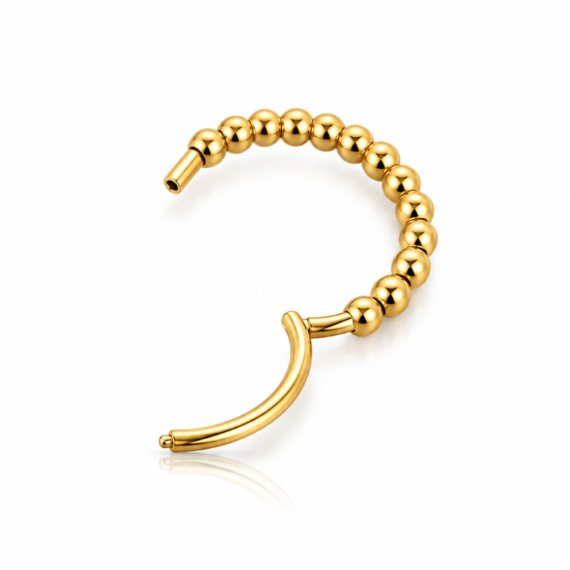 Piercing para Daith ou Septo - Argolinha Clicker com Bolinhas - Aço Cirúrgico - 6ORE949