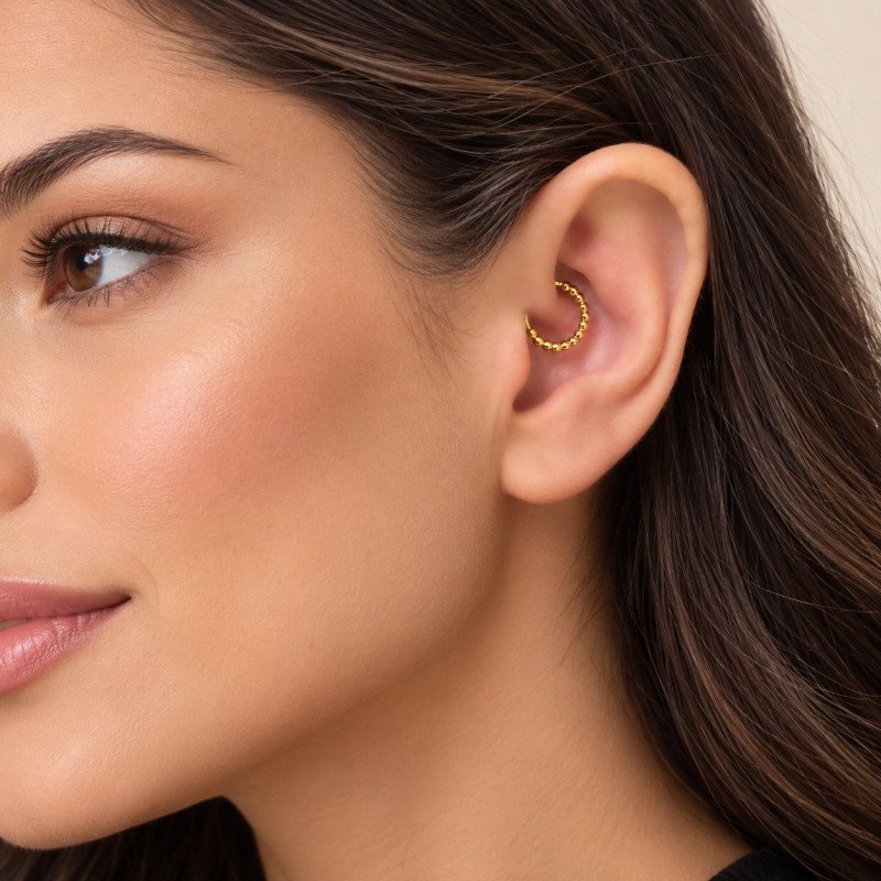Piercing para Daith ou Septo - Argolinha Clicker com Bolinhas - Aço Cirúrgico - 6ORE949