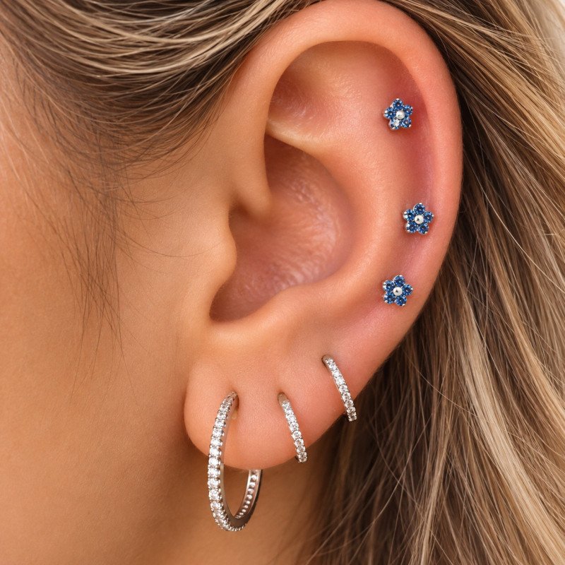 Piercing de Orelha - Labret Flores - Titânio - 6ORE950