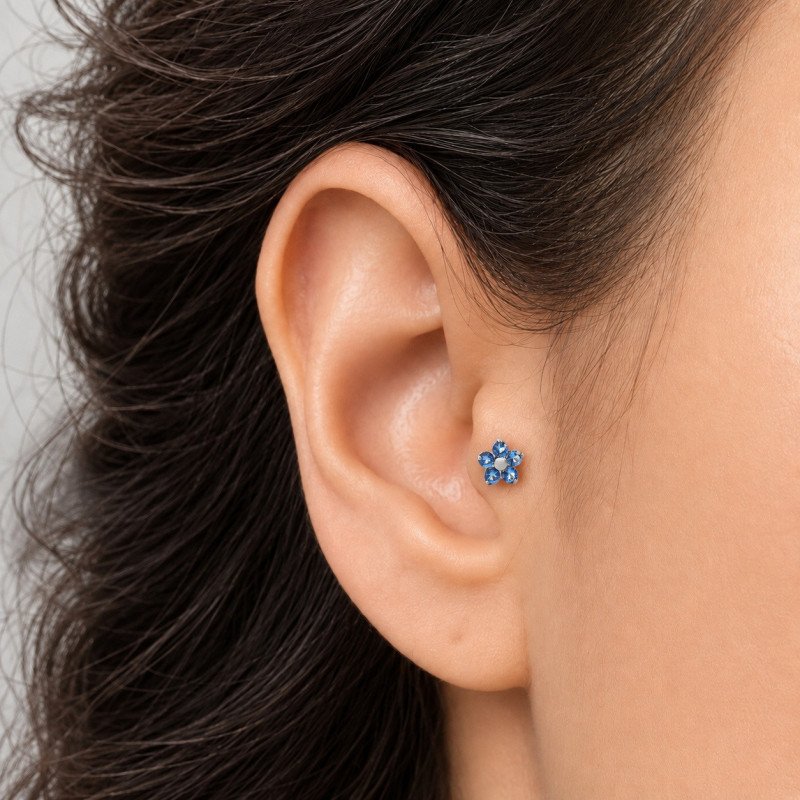Piercing de Orelha - Labret Flores - Titânio - 6ORE950