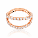 Piercing  Conch Argolinha Clicker Dupla Cravejada - PVD Rosé 100% em Titânio - 6ORE951