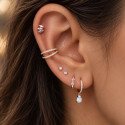 Piercing  Conch Argolinha Clicker Dupla Cravejada - PVD Rosé 100% em Titânio - 6ORE951