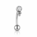 Piercing de Orelha Rook ou Christina - Zircônia 3 Beaded - Titânio - 6ORE960