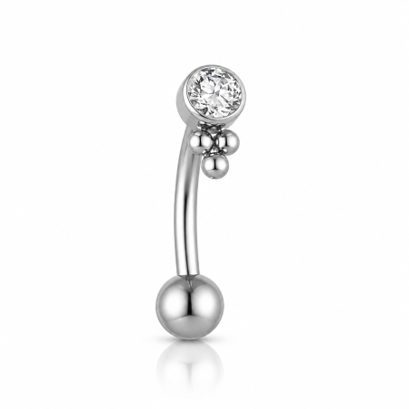 Piercing de Orelha Rook ou Christina - Zircônia 3 Beaded - Titânio - 6ORE960