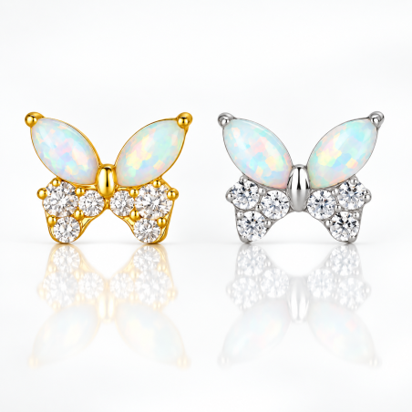 Piercing Labret Borboleta Trillion Luxuosa em Titânio - 6ORE963