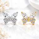 Piercing Labret Borboleta Trillion Luxuosa em Titânio - 6ORE964