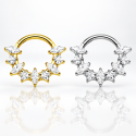 Piercing para Daith ou Septo - Argola Clicker Magestic com Zircônias - Titânio - 6ORE966
