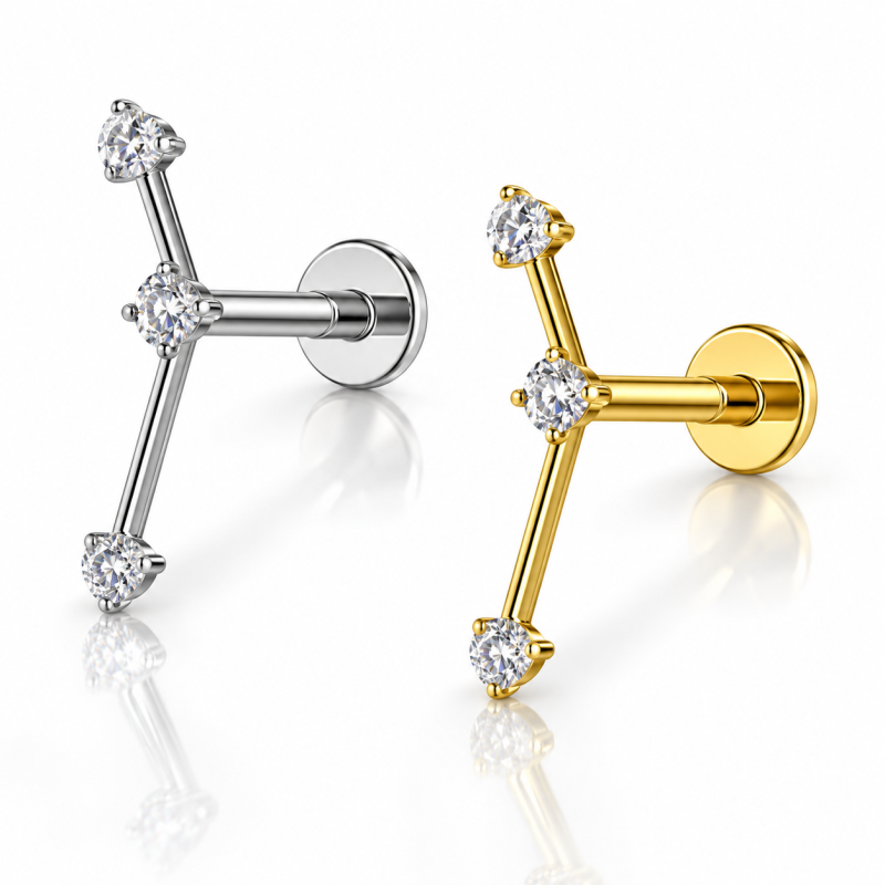 Piercing Labret Constelação com Zircônias em Titânio - 6ORE968