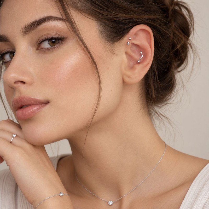 Piercing Labret Constelação com Zircônias em Titânio - 6ORE968