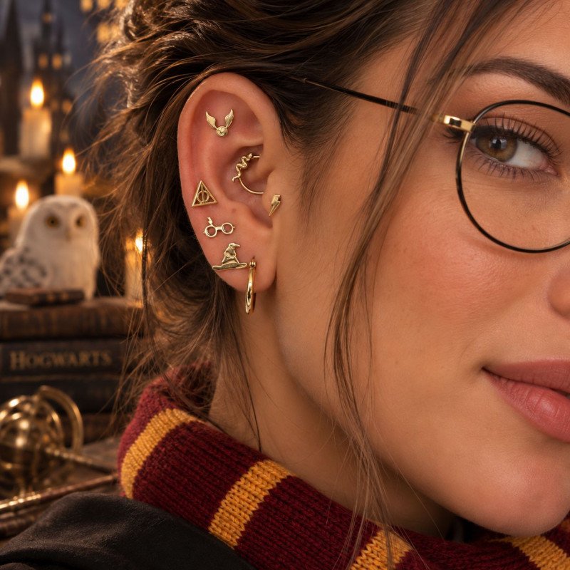 Piercing para Orelha - Relíquias da Morte - Coleção Harry Potter - Titânio - 6ORE972