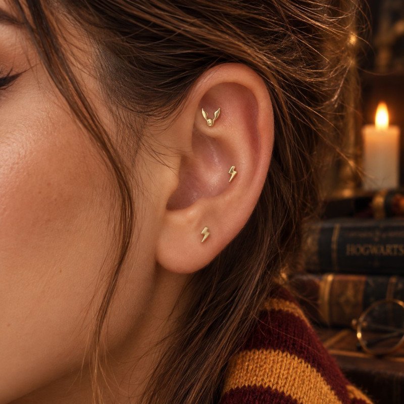 Piercing para Orelha - Pomo de Ouro - Coleção Harry Potter - Titânio - 6ORE974