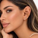 Piercing  Labret Mini Coração Meio Cravejado em Titânio - 6ORE978