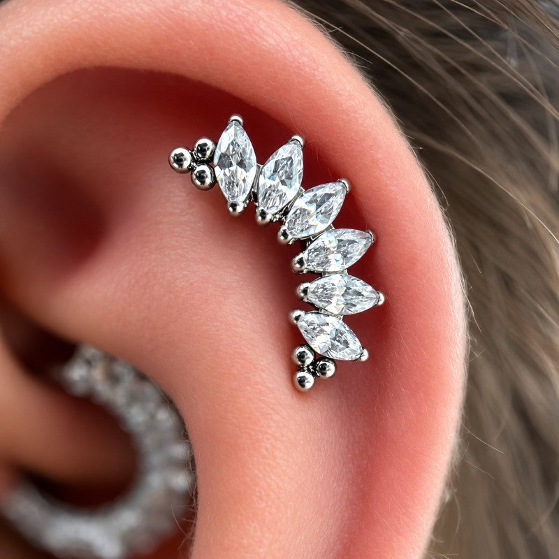 Piercing  Labret Cluster 5 Navel com Zircônias em Titânio - 6ORE983