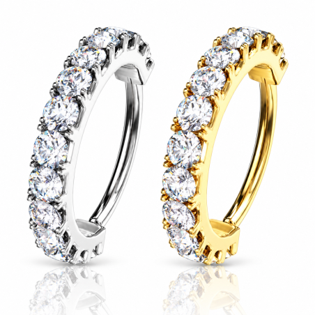 Piercing  Conch ou Hélix Argolinha Clicker Luxuosa Zircônias Grandes - 100% em Titânio - 6ORE985