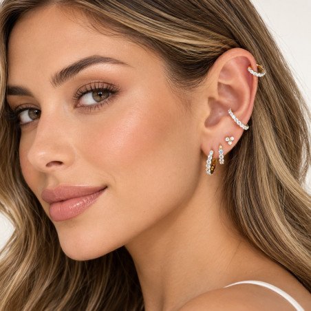 Piercing  Conch ou Hélix Argolinha Clicker Luxuosa Zircônias Grandes - 100% em Titânio - 6ORE985