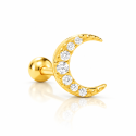 Piercing de Orelha em Aço Cirúrgico - Lua -  Prateado ou Banhado a Ouro - 6ORE986