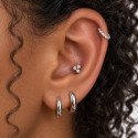 Piercing de Orelha em Aço Cirúrgico - Trillion -  Prateado ou Banhado a Ouro - 6ORE987