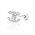 Piercing para Orelha - Logo Fashion em Prata 925 - 6ORE989