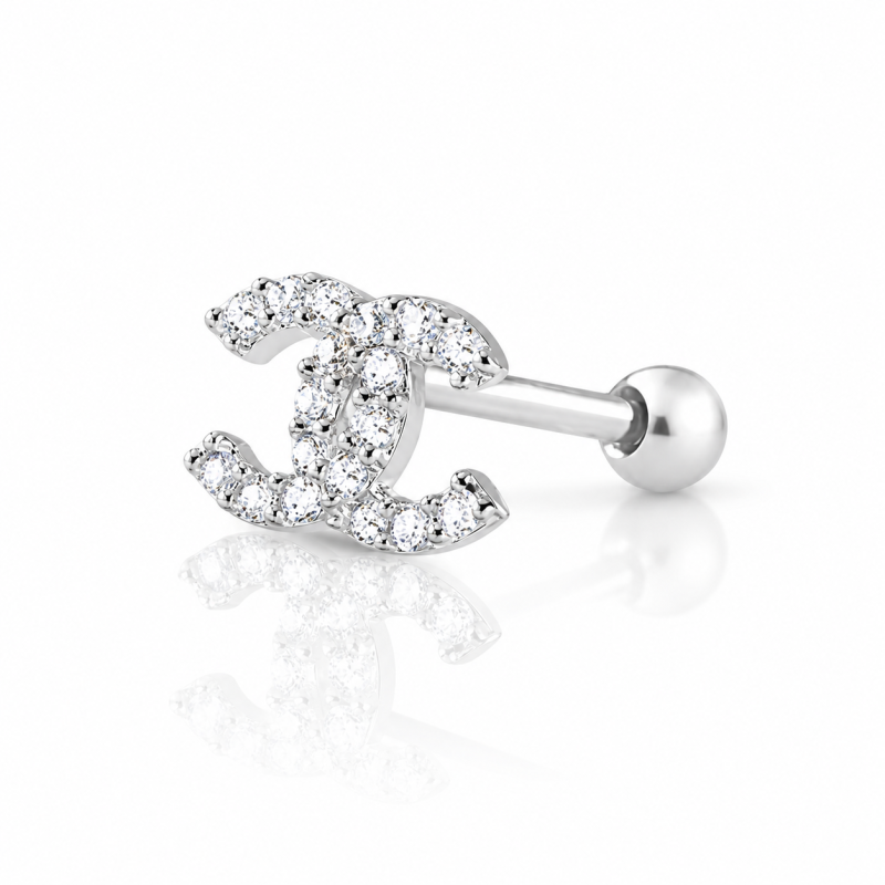 Piercing para Orelha - Logo Fashion em Prata 925 - 6ORE989