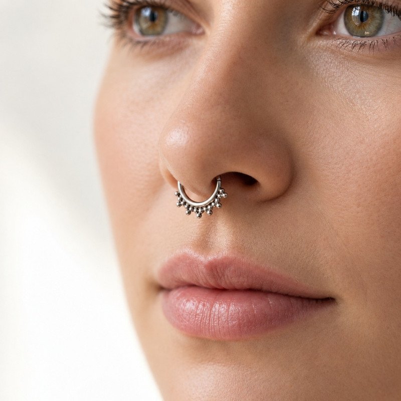 Piercing para Daith ou Septo - Argolinha Tribal de Torção - Aço Cirúrgico - 6ORE990