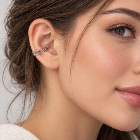 Piercing de Orelha para o Conch - Meia Argolinha com Corações - 6ORE997