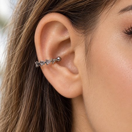 Piercing de Orelha para o Conch - Meia Argolinha com Estrelas - 6ORE998