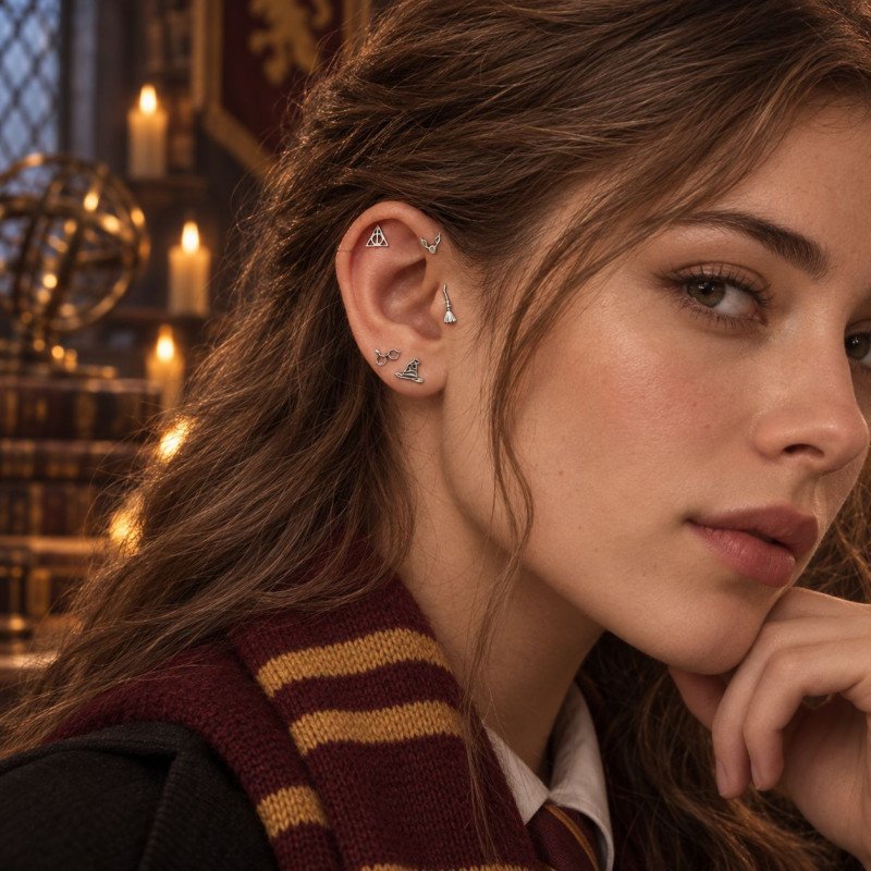 Piercing para Orelha - Nimbus 2000 - Coleção Harry Potter - Titânio - 6ORE1008