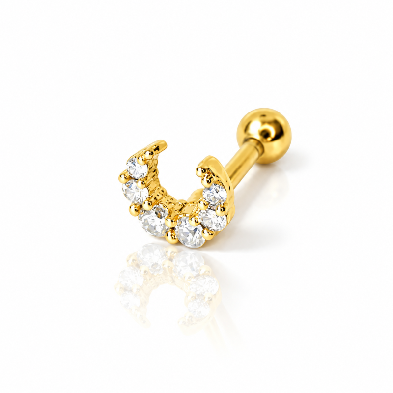 Piercing de Orelha - Luz com Zircônias - Dourado - 6ORE1009