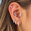 Piercing para Orelha - Cluster Flores em Prata 925 - 6ORE1011