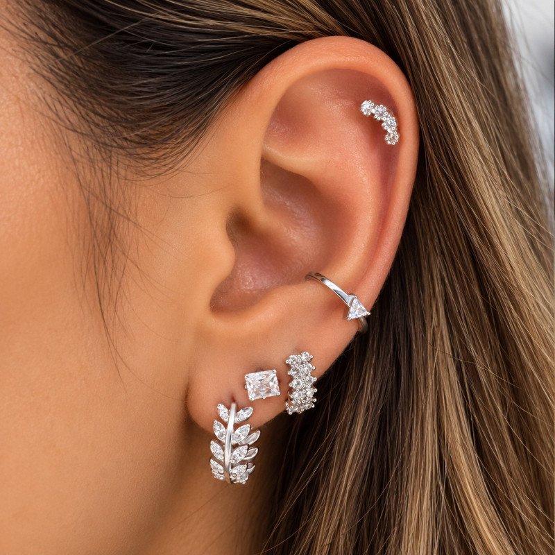 Piercing de Orelha para Conch - Argolinha Clicker Triangle - Aço Cirúrgico - 6ORE1013