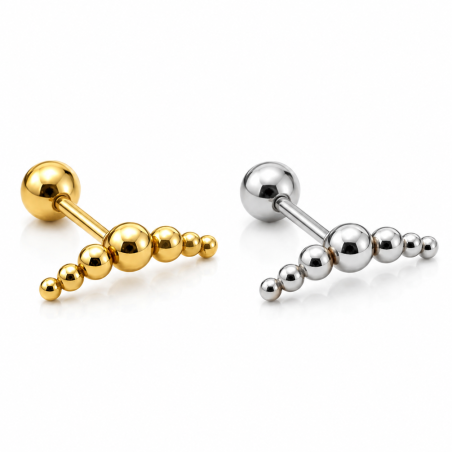Mini Piercing de Orelha - Arco com Bolinhas - Aço Cirúrgico - 6ORE1021