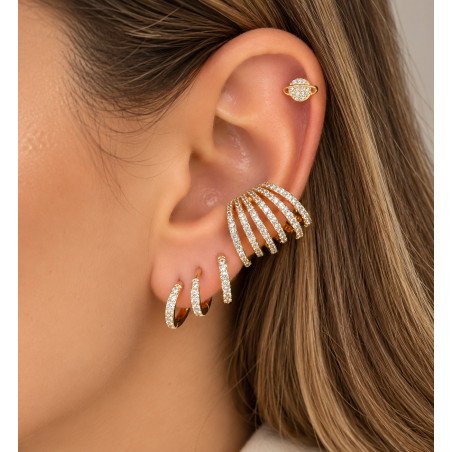 Piercing de Orelha - Labret Saturno em Aço Cirúrgico com Zircônias - Rosca Interna - 6ORE1029