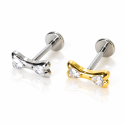 Piercing para Orelha Labret  - Mini Osso Cravejado - Titânio - 6ORE1032
