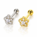Piercing de Orelha - Flor com Zircônias - 6ORE1036