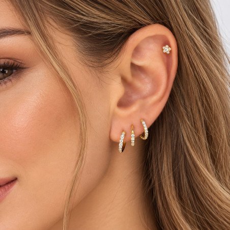 Piercing de Orelha - Flor com Zircônias - 6ORE1036