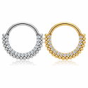 Piercing  Daith ou Septo Argolinha Clicker Com Zircônias e Bolinhas - 100% em Titânio - 6ORE1041