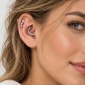 Piercing  Daith ou Septo Argolinha Clicker Com Zircônias e Bolinhas - 100% em Titânio - 6ORE1041