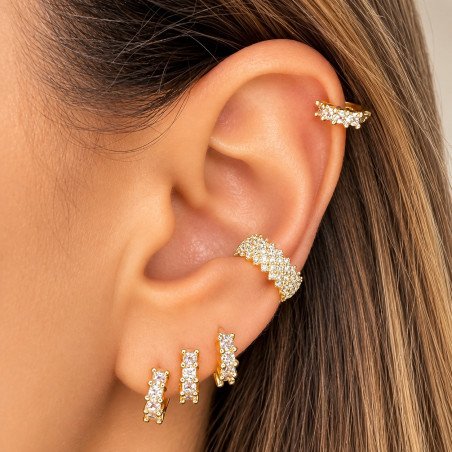 Piercing de Orelha de Argolinha Dourada com Zircônias - 6ORE1044