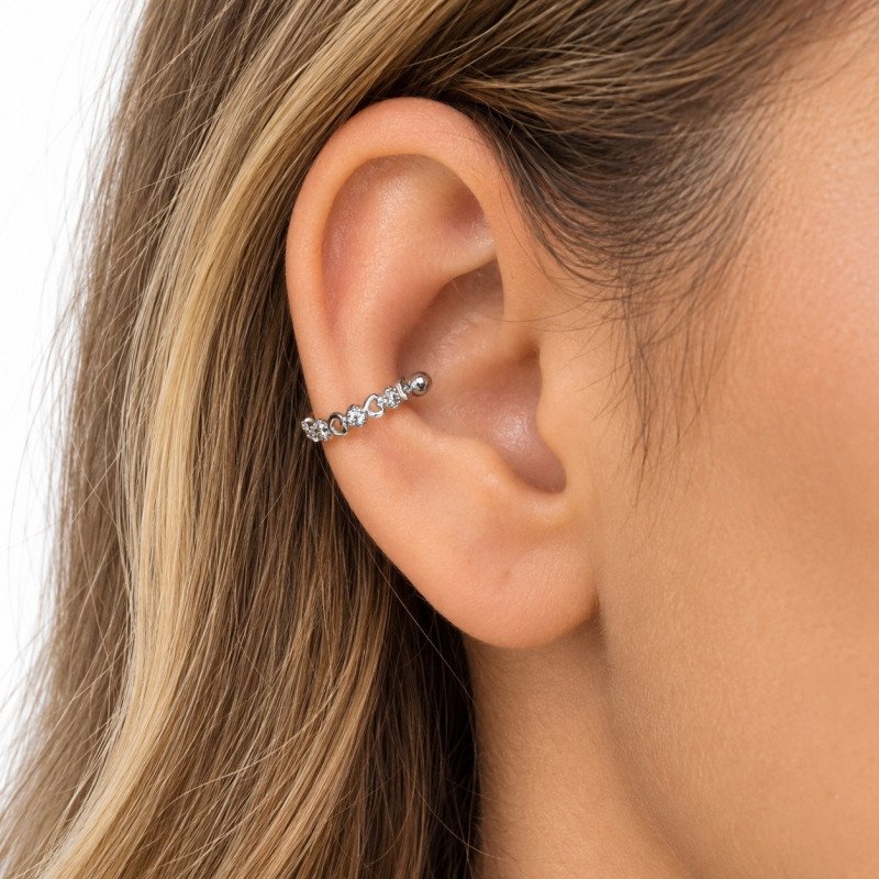 Piercing de Orelha para Conch - Corações com Cristais - 6ORE1046