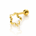 Piercing para Orelha - Estrela frizada vazada - Dourado - 6ORE1050