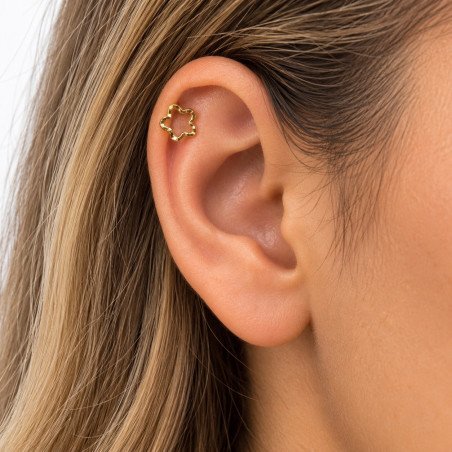 Piercing para Orelha - Estrela frizada vazada - Dourado - 6ORE1050